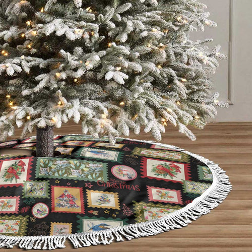 Aussie Birds Christmas La La Land Tree Skirt Black Vintage Stamp Edition - Aussie Hoodie