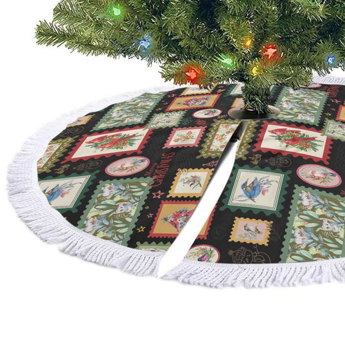 Aussie Birds Christmas La La Land Tree Skirt Black Vintage Stamp Edition - Aussie Hoodie