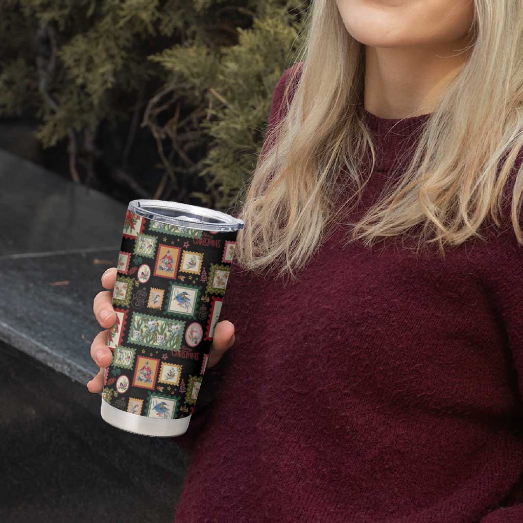 Aussie Birds Christmas La La Land Tumbler Cup Black Vintage Stamp Edition - Aussie Hoodie