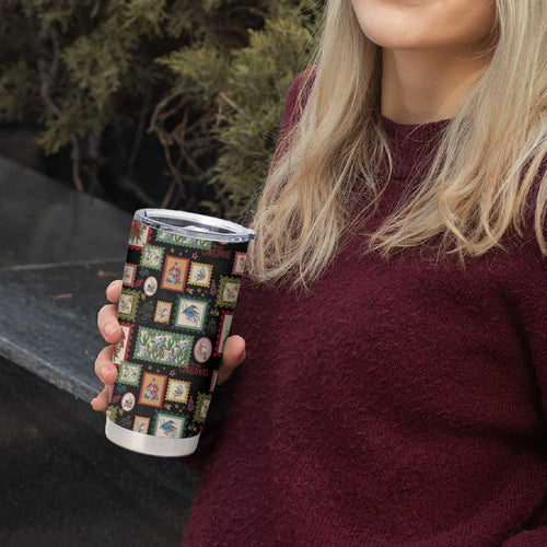 Aussie Birds Christmas La La Land Tumbler Cup Black Vintage Stamp Edition - Aussie Hoodie