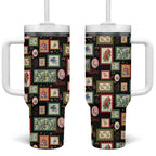 Aussie Birds Christmas La La Land Tumbler With Handle Black Vintage Stamp Edition - Aussie Hoodie