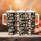 Aussie Birds Christmas La La Land Tumbler With Handle Black Vintage Stamp Edition - Aussie Hoodie