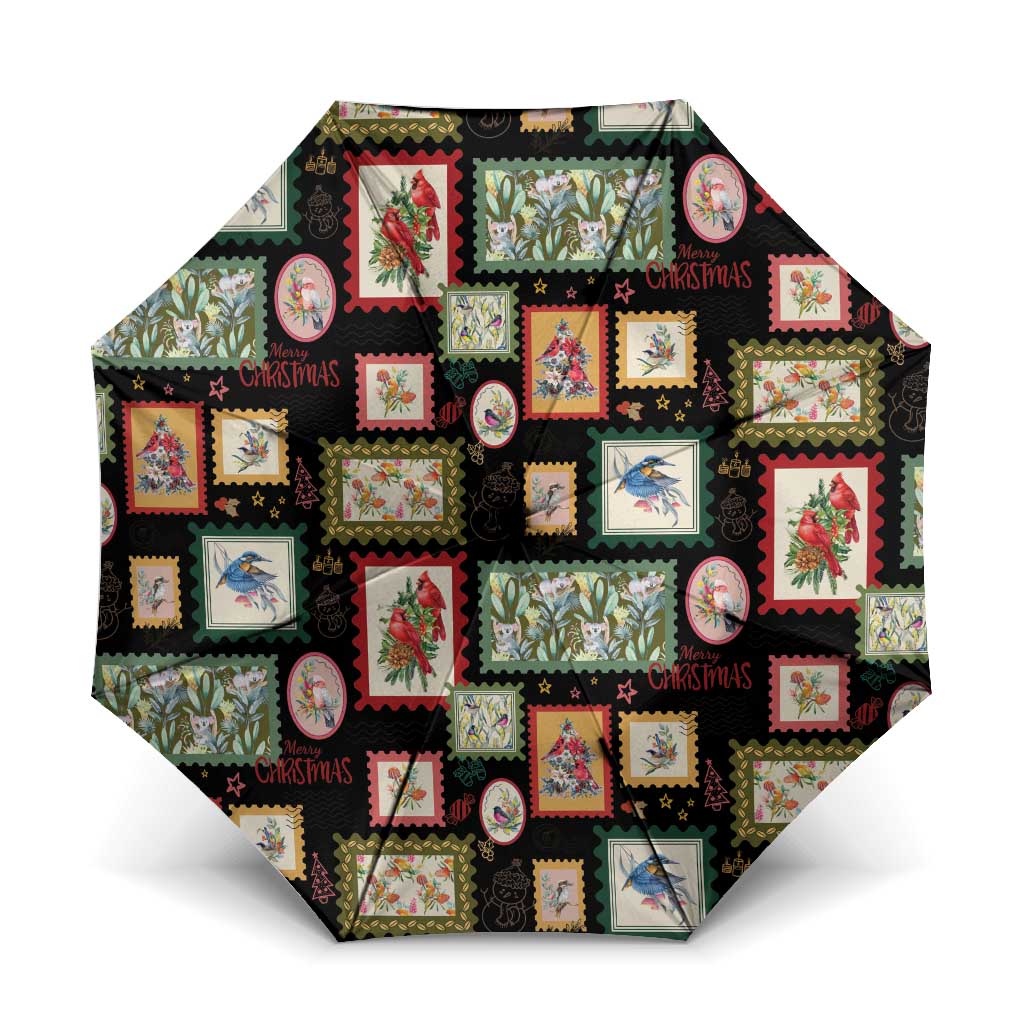 Aussie Birds Christmas La La Land Umbrella Black Vintage Stamp Edition - Aussie Hoodie