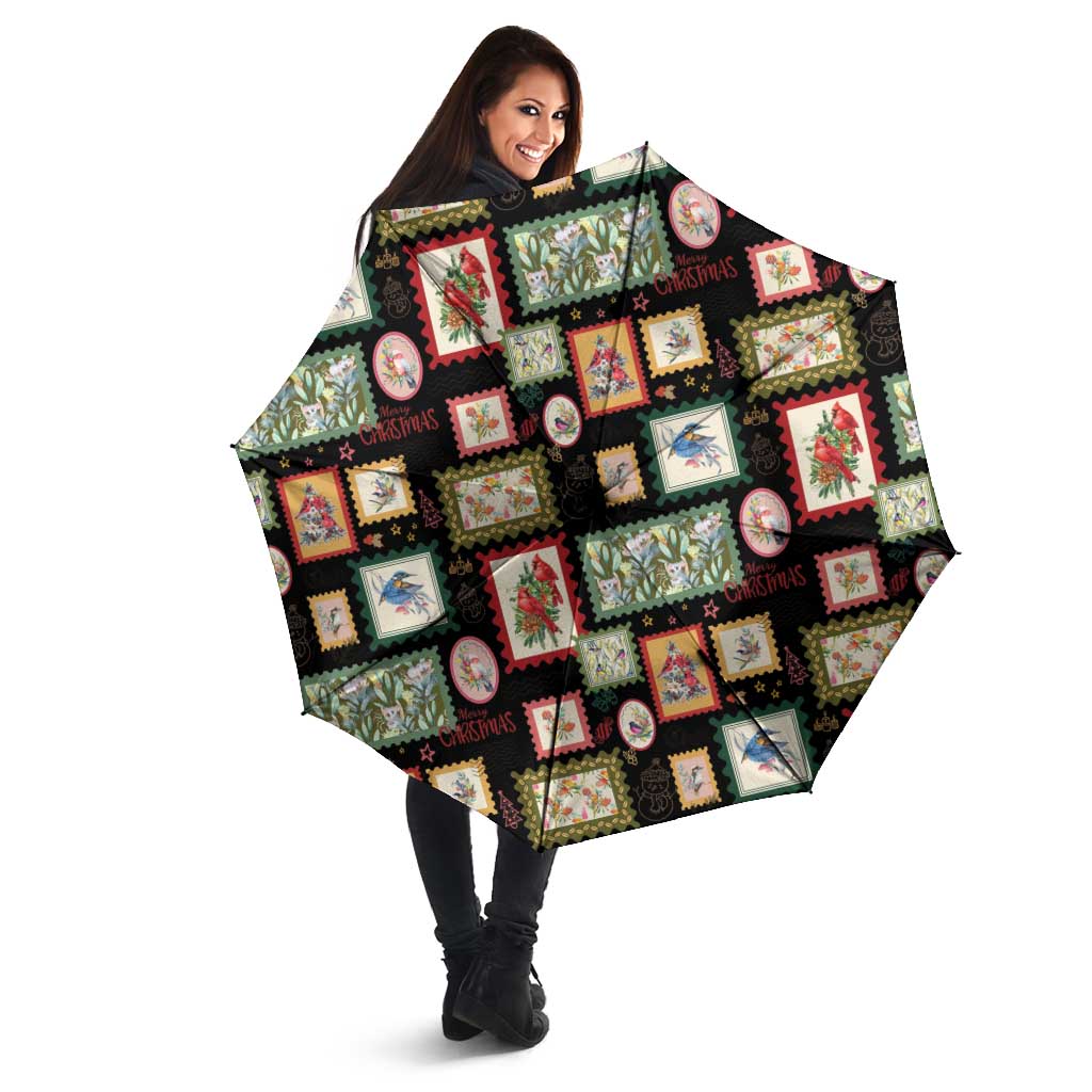 Aussie Birds Christmas La La Land Umbrella Black Vintage Stamp Edition - Aussie Hoodie
