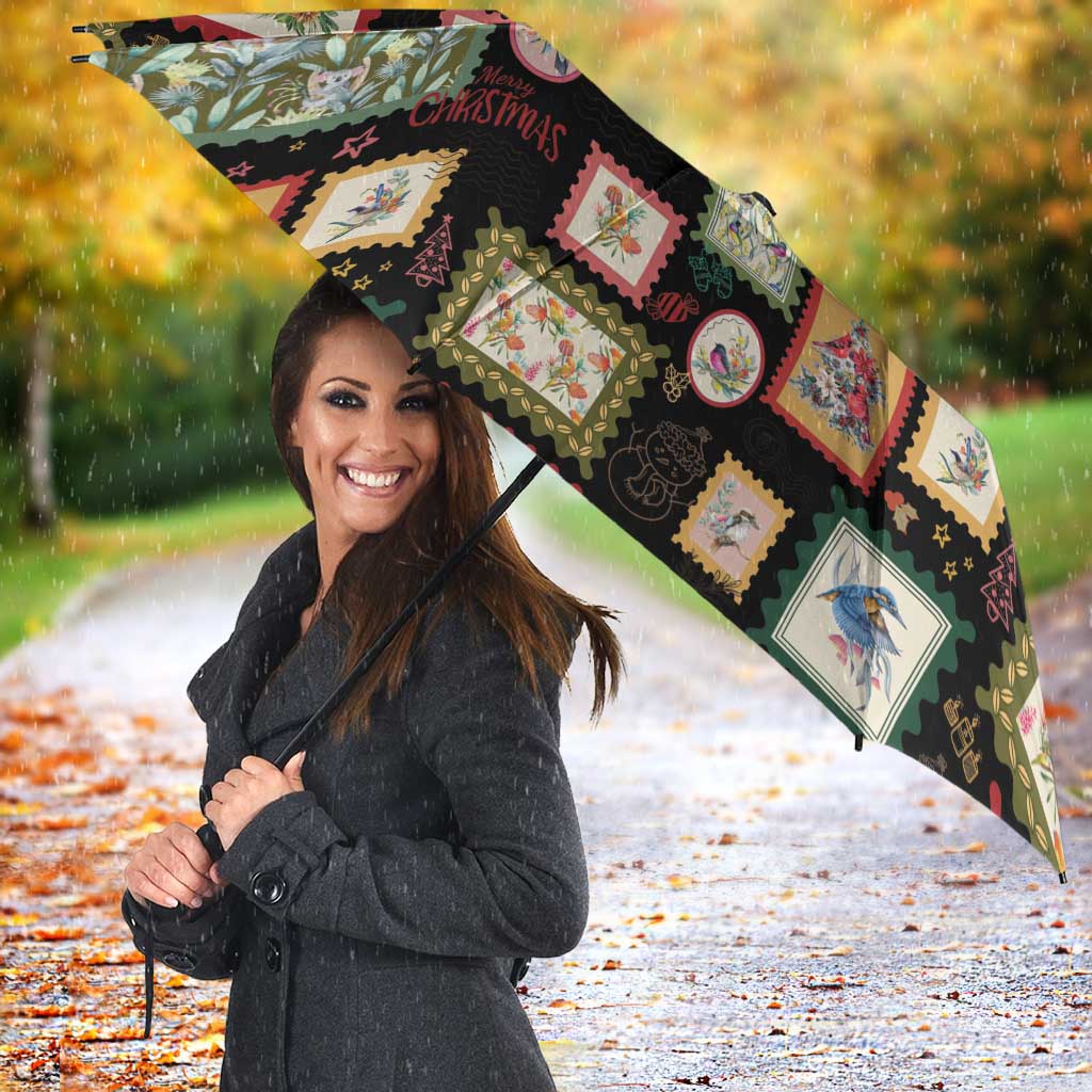 Aussie Birds Christmas La La Land Umbrella Black Vintage Stamp Edition - Aussie Hoodie