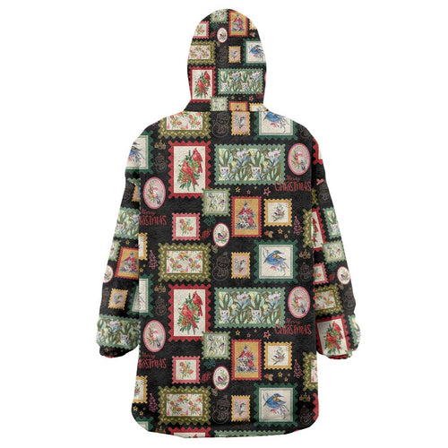 Aussie Birds Christmas La La Land Wearable Blanket Hoodie Black Vintage Stamp Edition - Aussie Hoodie