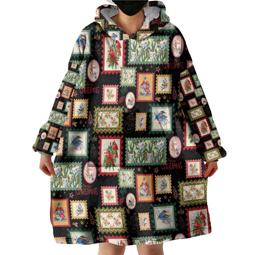 Aussie Birds Christmas La La Land Wearable Blanket Hoodie Black Vintage Stamp Edition - Aussie Hoodie