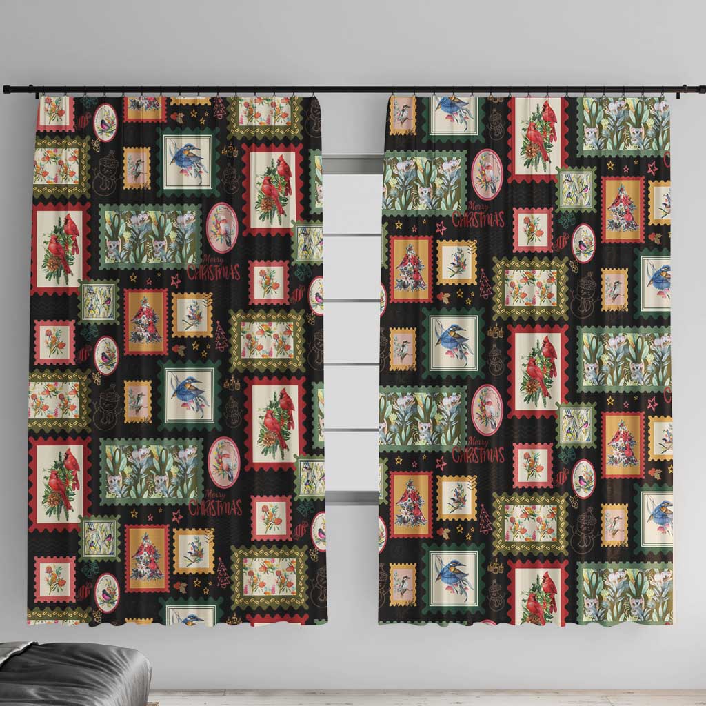 Aussie Birds Christmas La La Land Window Curtain Black Vintage Stamp Edition - Aussie Hoodie
