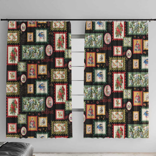 Aussie Birds Christmas La La Land Window Curtain Black Vintage Stamp Edition - Aussie Hoodie
