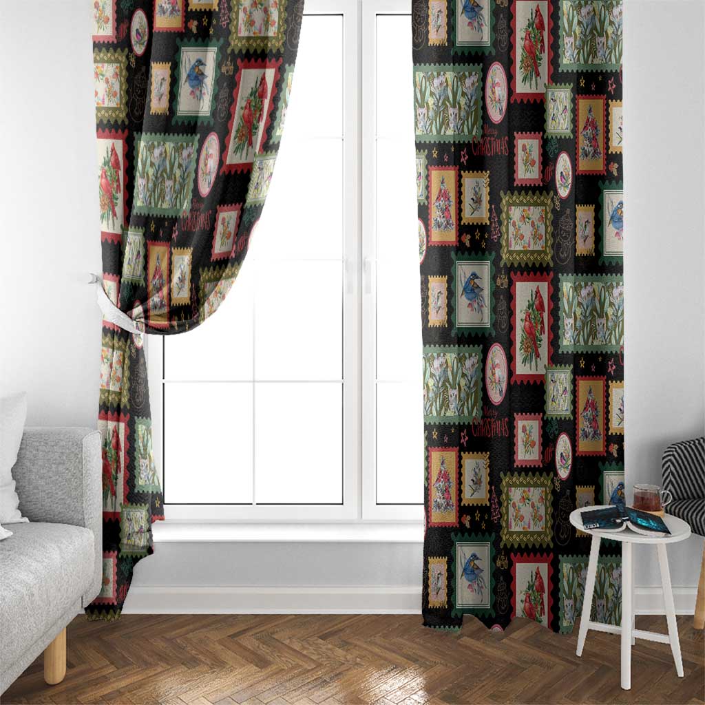 Aussie Birds Christmas La La Land Window Curtain Black Vintage Stamp Edition - Aussie Hoodie