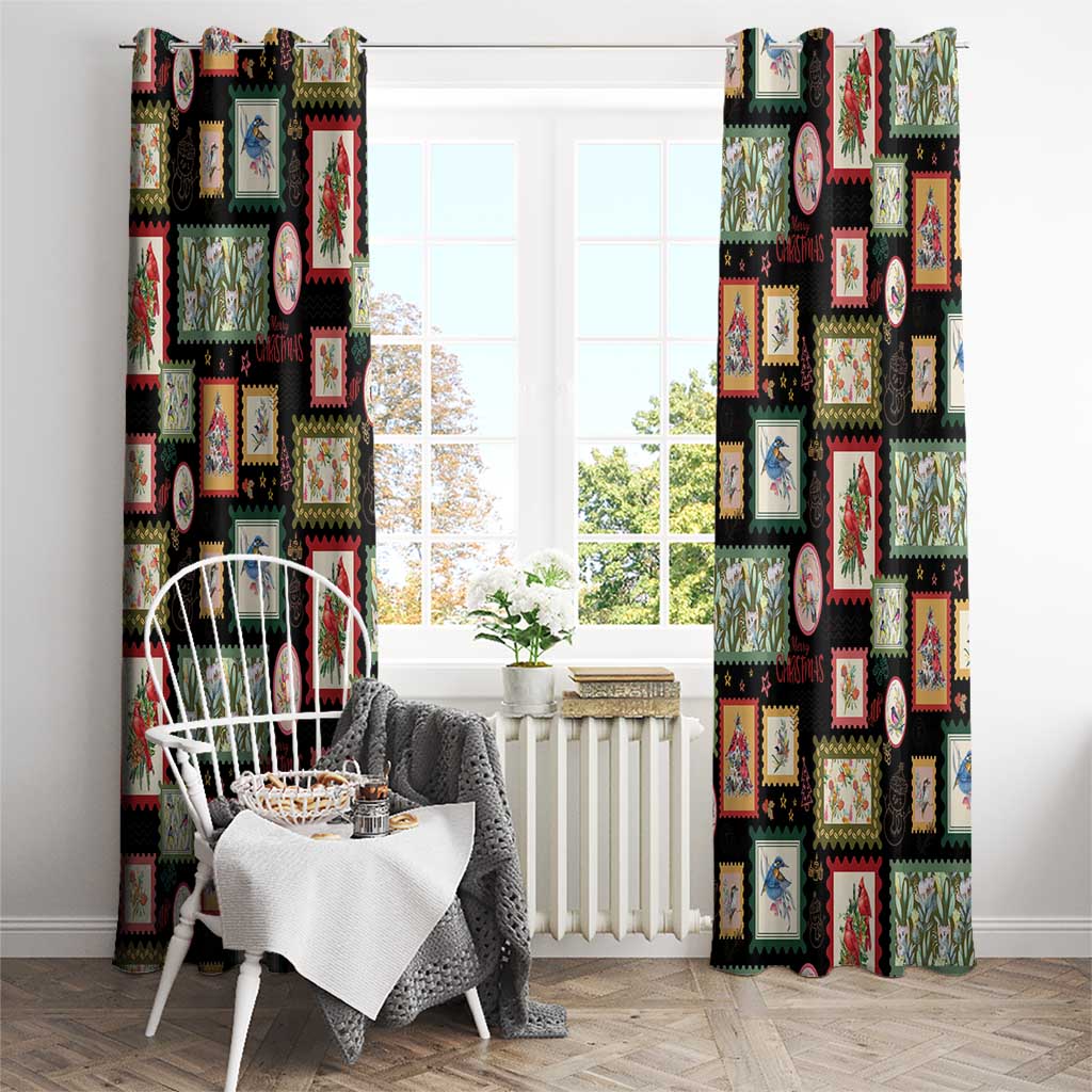 Aussie Birds Christmas La La Land Window Curtain Black Vintage Stamp Edition - Aussie Hoodie