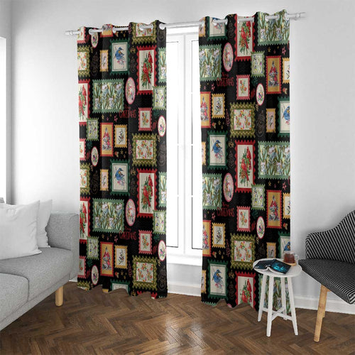 Aussie Birds Christmas La La Land Window Curtain Black Vintage Stamp Edition - Aussie Hoodie