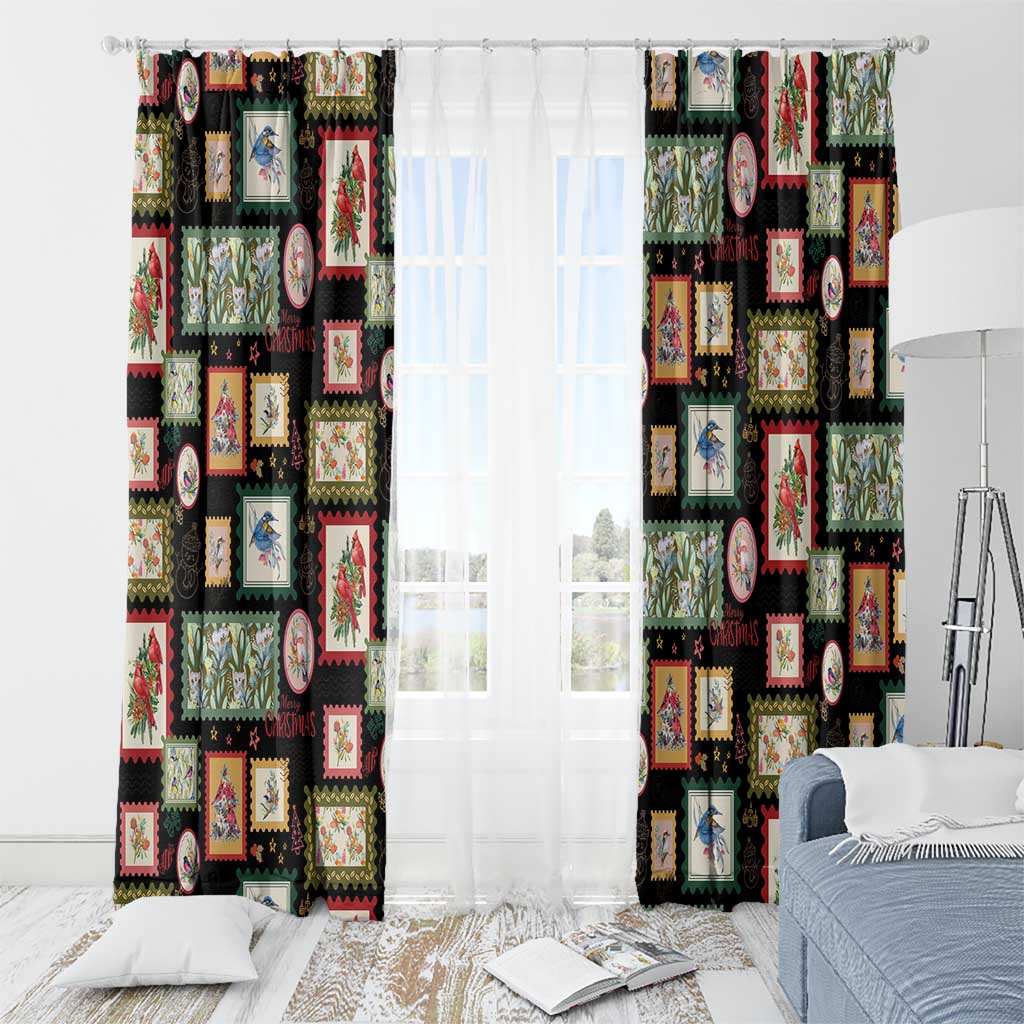 Aussie Birds Christmas La La Land Window Curtain Black Vintage Stamp Edition - Aussie Hoodie