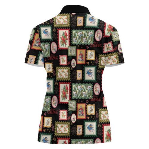 Aussie Birds Christmas La La Land Women Polo Shirt Black Vintage Stamp Edition - Aussie Hoodie