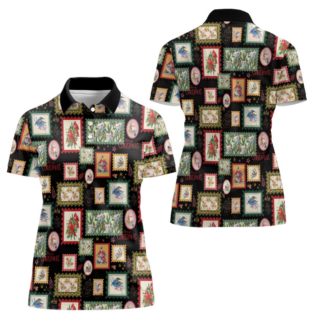 Aussie Birds Christmas La La Land Women Polo Shirt Black Vintage Stamp Edition - Aussie Hoodie