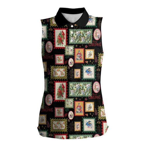 Aussie Birds Christmas La La Land Women Sleeveless Polo Shirt Black Vintage Stamp Edition - Aussie Hoodie