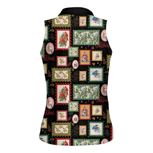 Aussie Birds Christmas La La Land Women Sleeveless Polo Shirt Black Vintage Stamp Edition - Aussie Hoodie