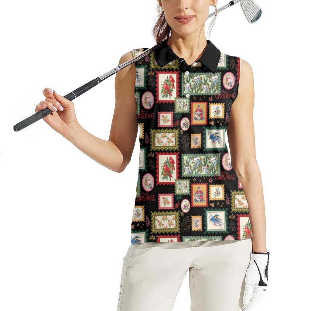 Aussie Birds Christmas La La Land Women Sleeveless Polo Shirt Black Vintage Stamp Edition - Aussie Hoodie