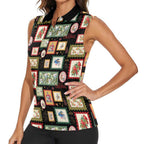 Aussie Birds Christmas La La Land Women Sleeveless Polo Shirt Black Vintage Stamp Edition - Aussie Hoodie