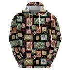 Aussie Birds Christmas La La Land Zip Hoodie Black Vintage Stamp Edition - Aussie Hoodie