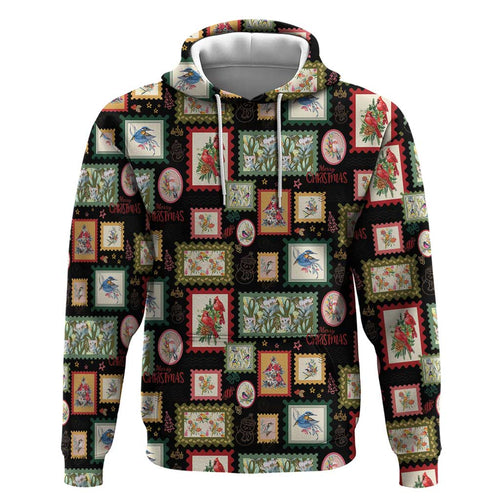 Aussie Birds Christmas La La Land Zip Hoodie Black Vintage Stamp Edition - Aussie Hoodie