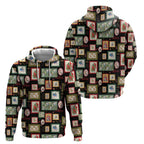 Aussie Birds Christmas La La Land Zip Hoodie Black Vintage Stamp Edition - Aussie Hoodie