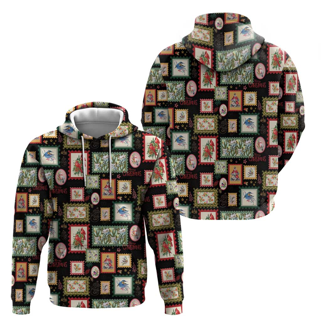 Aussie Birds Christmas La La Land Zip Hoodie Black Vintage Stamp Edition - Aussie Hoodie