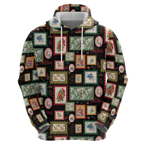 Aussie Birds Christmas La La Land Zip Hoodie Black Vintage Stamp Edition - Aussie Hoodie