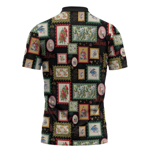 Aussie Birds Christmas La La Land Zipper Polo Shirt Black Vintage Stamp Edition - Aussie Hoodie