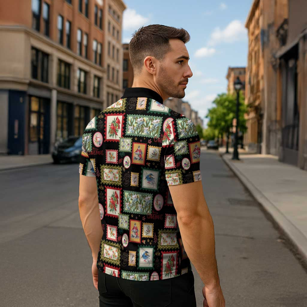 Aussie Birds Christmas La La Land Zipper Polo Shirt Black Vintage Stamp Edition - Aussie Hoodie