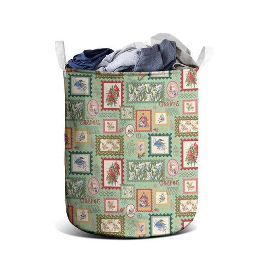 Aussie Birds Christmas La La Land Laundry Basket Green Vintage Stamp Edition - Aussie Hoodie