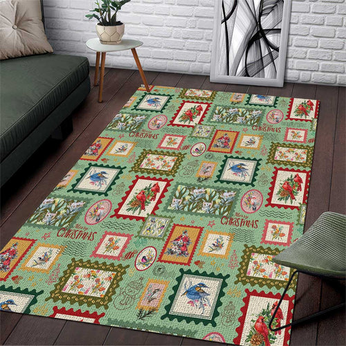 Aussie Birds Christmas La La Land Area Rug Green Vintage Stamp Edition - Aussie Hoodie
