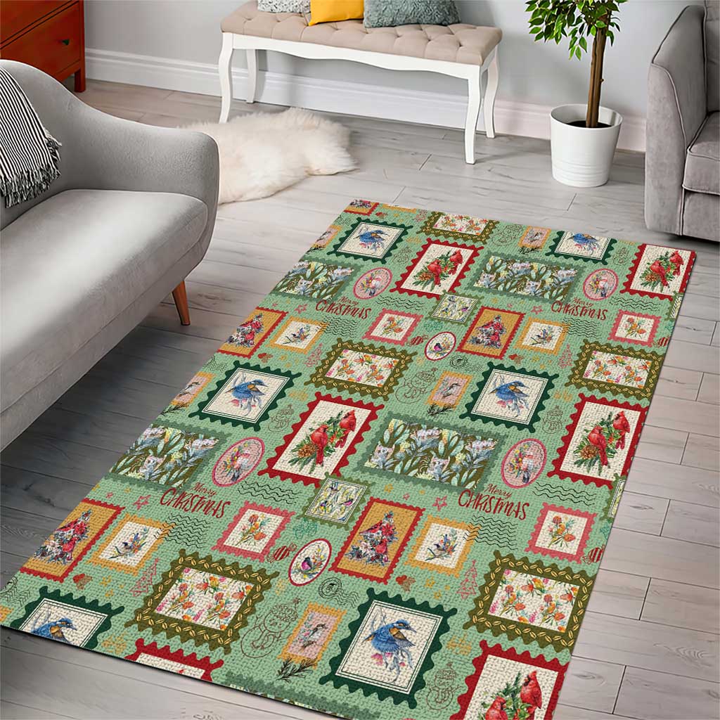 Aussie Birds Christmas La La Land Area Rug Green Vintage Stamp Edition - Aussie Hoodie