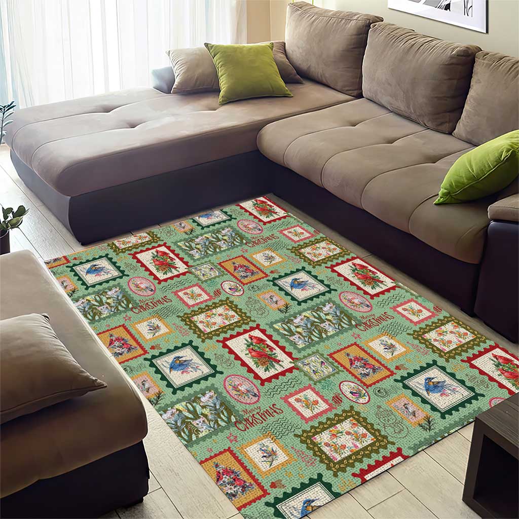 Aussie Birds Christmas La La Land Area Rug Green Vintage Stamp Edition - Aussie Hoodie