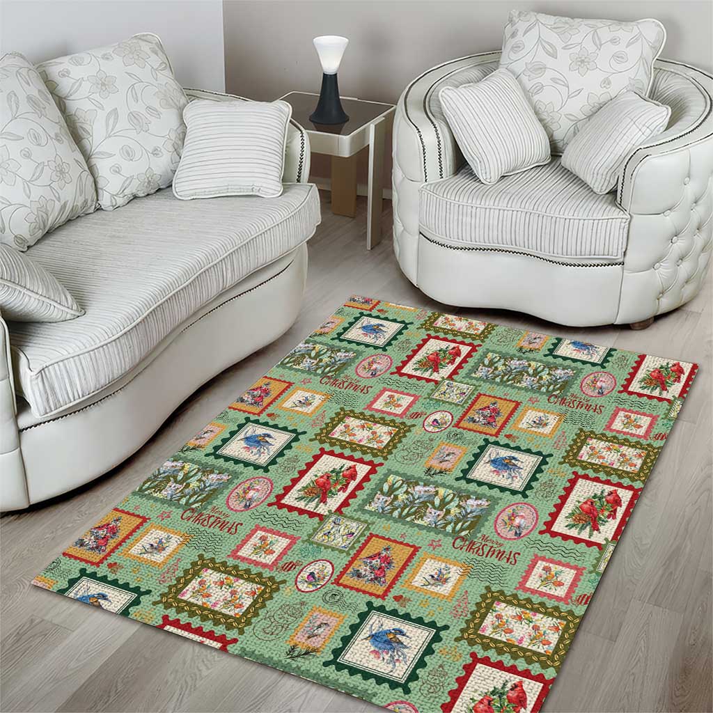Aussie Birds Christmas La La Land Area Rug Green Vintage Stamp Edition - Aussie Hoodie