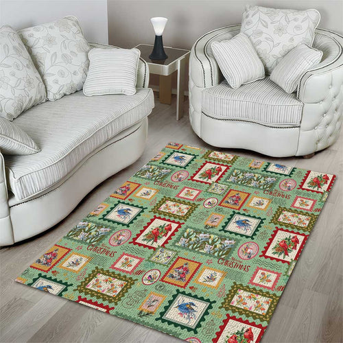 Aussie Birds Christmas La La Land Area Rug Green Vintage Stamp Edition - Aussie Hoodie