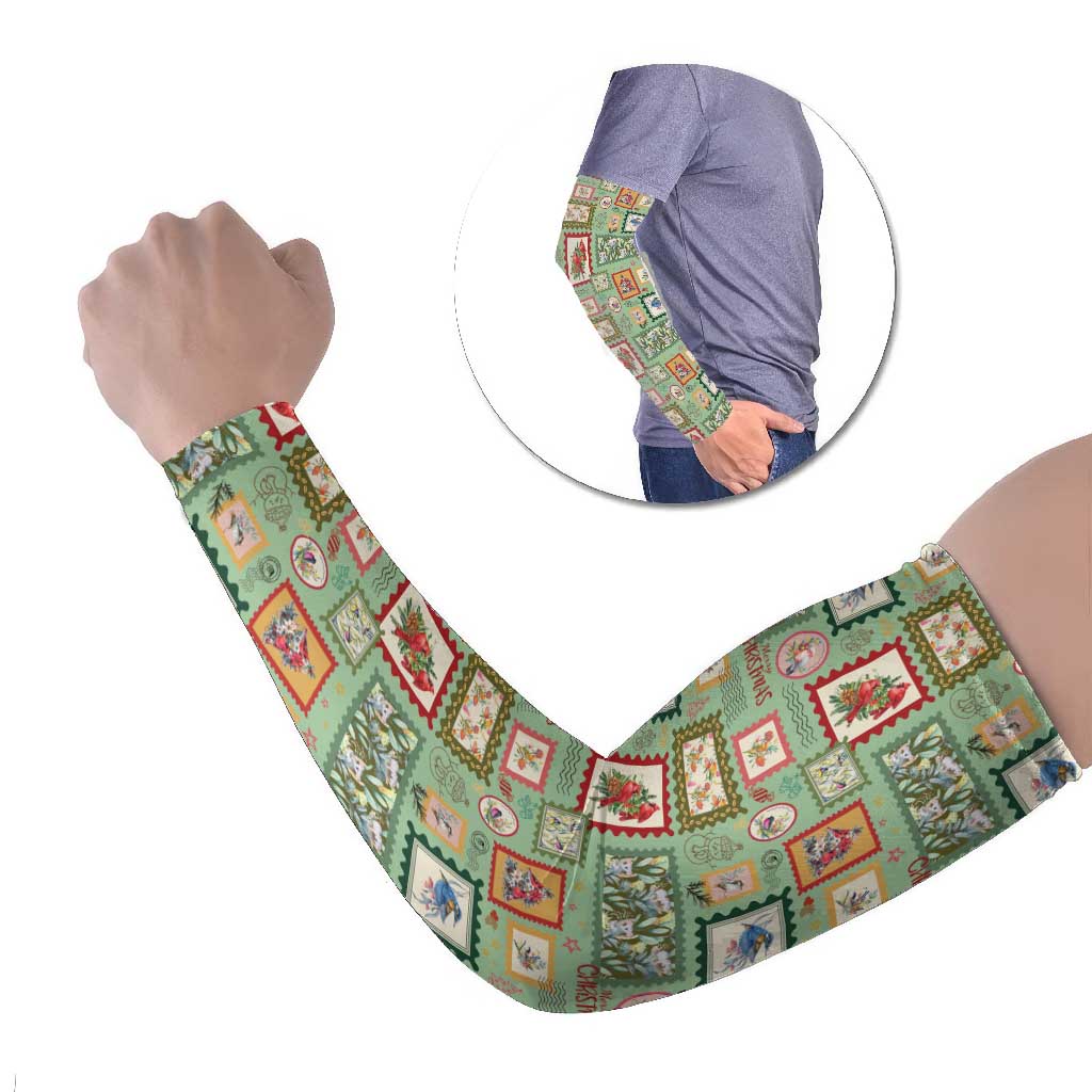 Aussie Birds Christmas La La Land Arm Sleeves Green Vintage Stamp Edition - Aussie Hoodie