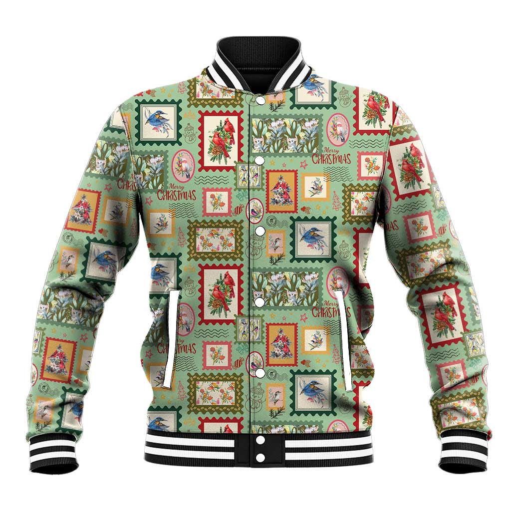 Aussie Birds Christmas La La Land Baseball Jacket Green Vintage Stamp Edition - Aussie Hoodie