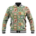 Aussie Birds Christmas La La Land Baseball Jacket Green Vintage Stamp Edition - Aussie Hoodie