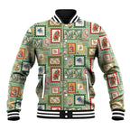 Aussie Birds Christmas La La Land Baseball Jacket Green Vintage Stamp Edition - Aussie Hoodie