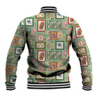 Aussie Birds Christmas La La Land Baseball Jacket Green Vintage Stamp Edition - Aussie Hoodie