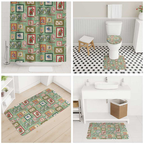 Aussie Birds Christmas La La Land Bathroom Set Green Vintage Stamp Edition - Aussie Hoodie