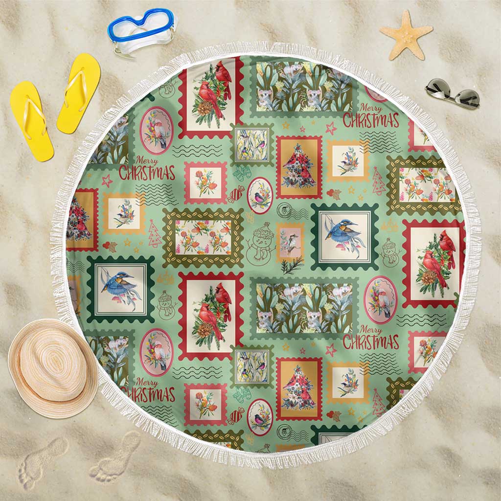 Aussie Birds Christmas La La Land Beach Blanket Green Vintage Stamp Edition - Aussie Hoodie