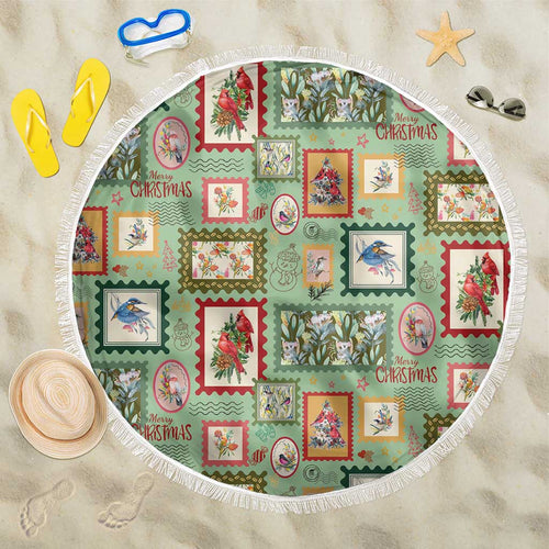 Aussie Birds Christmas La La Land Beach Blanket Green Vintage Stamp Edition - Aussie Hoodie