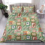 Aussie Birds Christmas La La Land Bedding Set Green Vintage Stamp Edition - Aussie Hoodie