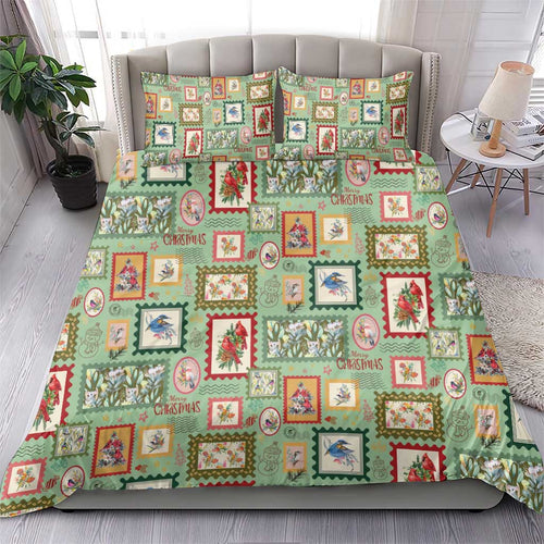 Aussie Birds Christmas La La Land Bedding Set Green Vintage Stamp Edition - Aussie Hoodie