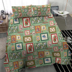 Aussie Birds Christmas La La Land Bedding Set Green Vintage Stamp Edition - Aussie Hoodie