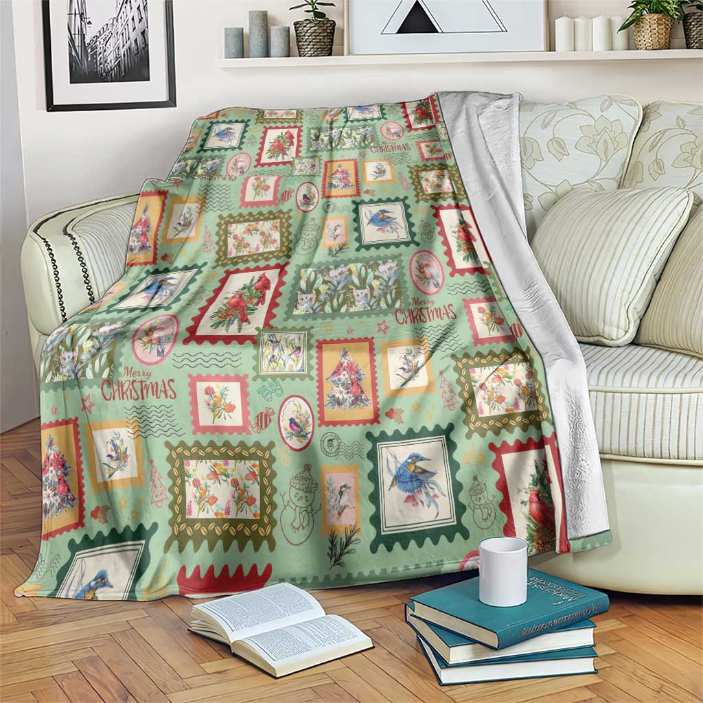 Aussie Birds Christmas La La Land Blanket Green Vintage Stamp Edition - Aussie Hoodie