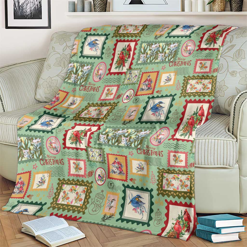 Aussie Birds Christmas La La Land Blanket Green Vintage Stamp Edition - Aussie Hoodie