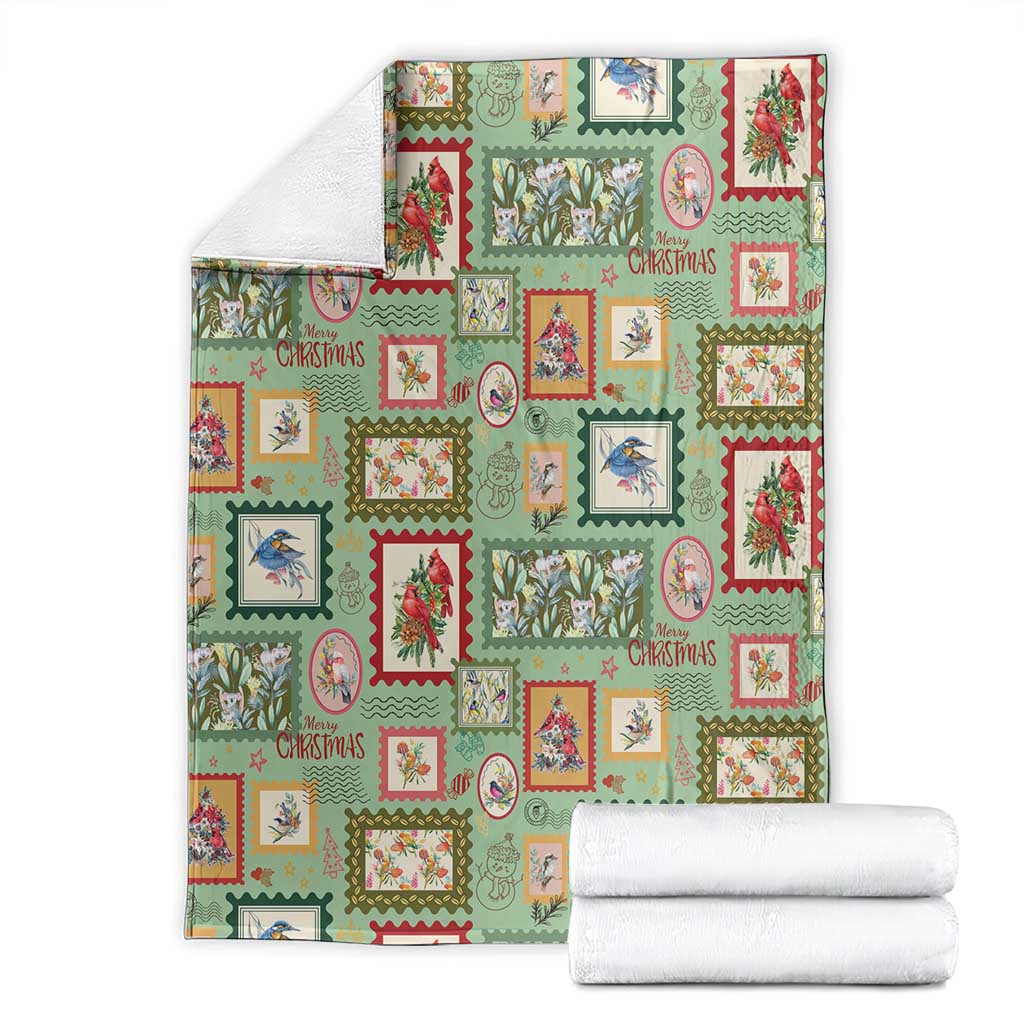 Aussie Birds Christmas La La Land Blanket Green Vintage Stamp Edition - Aussie Hoodie